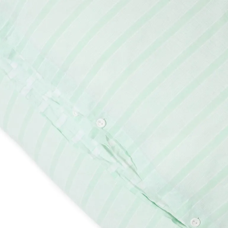 Sengesett percale 140x220 cm hvit/grønn stripete