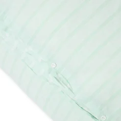 Sengesett percale 140x200 cm hvit/grønn stripete