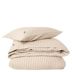 Sengesett 200x220 cm bomullsflanell smalstripet beige/brown