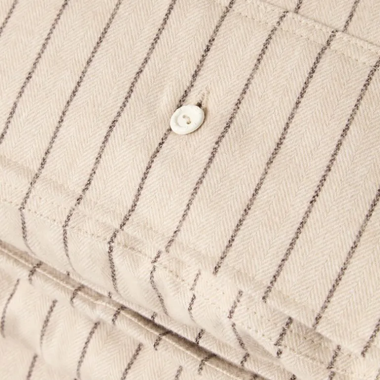 Sengesett 140x220 cm bomullsflanell smalstripet beige/brown