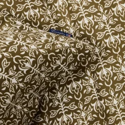 Sengesett 200x220 cm bomullssateng ornament olive/white