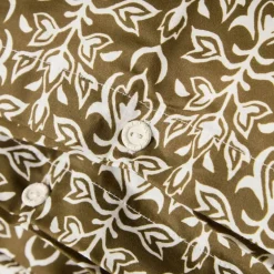 Sengesett 140x200 cm bomullssateng ornament olive/white