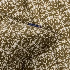 Sengesett 140x200 cm bomullssateng ornament olive/white