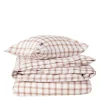 Sengesett 200x220 cm lyocell/bomull pin point rutete white/fudge
