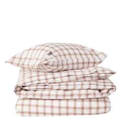 Sengesett 200x220 cm lyocell/bomull pin point rutete white/fudge