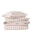 Sengesett 140x200 cm lyocell/bomull pin point rutete white/fudge