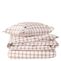 Sengesett 140x200 cm lyocell/bomull pin point rutete white/fudge