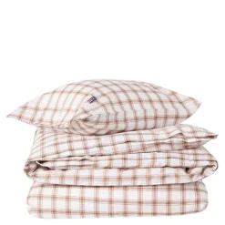 Sengesett 140x220 cm lyocell/bomull pin point rutete white/fudge