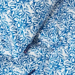 Sengesett 220x140 cm sateng blomstrete blå/hvit