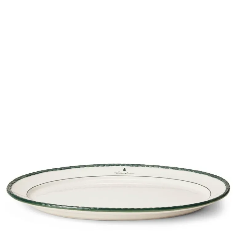 Serveringsfat 42 cm hvit/grønn