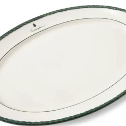Serveringsfat 42 cm hvit/grønn