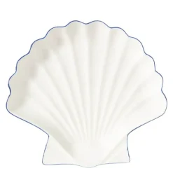 Serveringsfat 34 cm skallformet hvit/blå