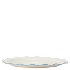 Serveringsfat med bølgekant 29x42 cm hvit/blå