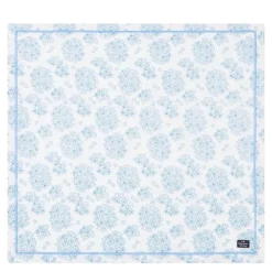 Serviett bomull 50x50 cm hvit/blå blomstermønster