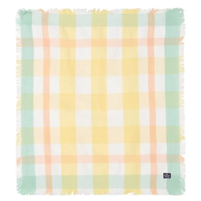 Serviett lin/bomull 50x50 cm gul/hvit/grønn rutete