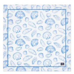 Serviett 50x50 cm bomull skallprintet hvit/blå