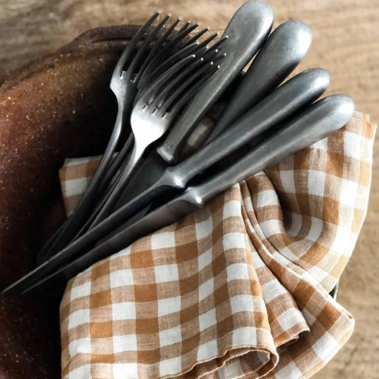 Serviett 45x45 cm gingham biscuit
