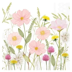Serviett 33x33 cm 20 stk Pastel Flowers White