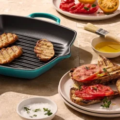 Signature kvadratisk grillpanne i støpejern 26 cm Bleu Riviera