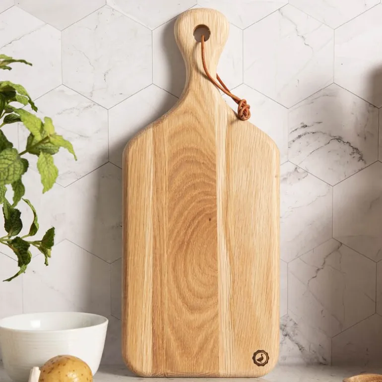 Signerat skjærebrett 40x17 cm eik