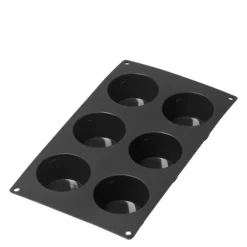Silikonform for muffins 6 hull svart
