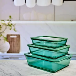 Smart Seal oppbevaringssett 3 deler glass grønn