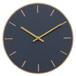 Smokey Blue veggklokke 28 cm blå linoleum m/gull viser