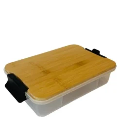 Snacklebox med 7 rom og bambusbrett 20x33 cm bambus