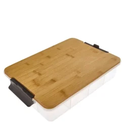Snacklebox med 11 rom og bambusbrett 30x40,5 cm bambus