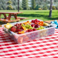 Snacklebox med 11 rom og plastbrett 30x40,5 cm hvit