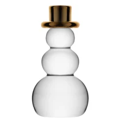 Snømann dekorasjonsfigur 9,2 cm gullhatt