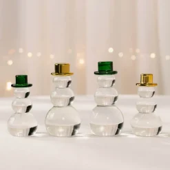 Snømann dekorasjonsfigur 9,2 cm gullhatt