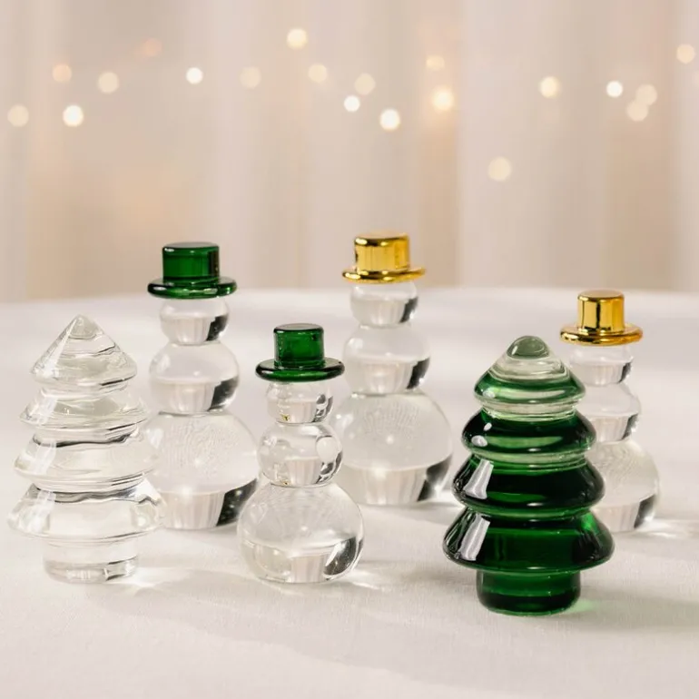 Snømann dekorasjonsfigur 9,2 cm gullhatt
