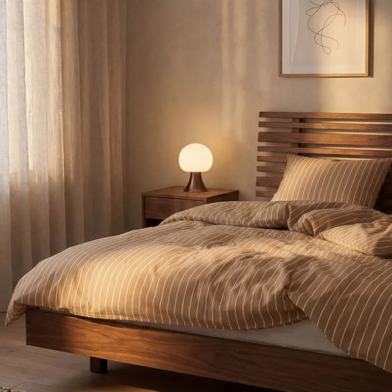 Soft sengesett 220x220 cm karamell/offwhite