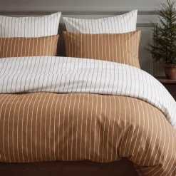Soft sengesett 220x220 cm karamell/offwhite