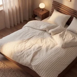 Soft sengesett 140x220 cm offwhite/karamell