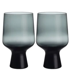 Solare glass på fot 40 cl 2 stk stålgrå
