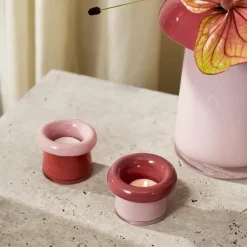 Soma telyslykt 7,5 cm 2 stk rose/terracotta