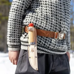 Speiderkniv butt tupp 18,5 cm tre/rød
