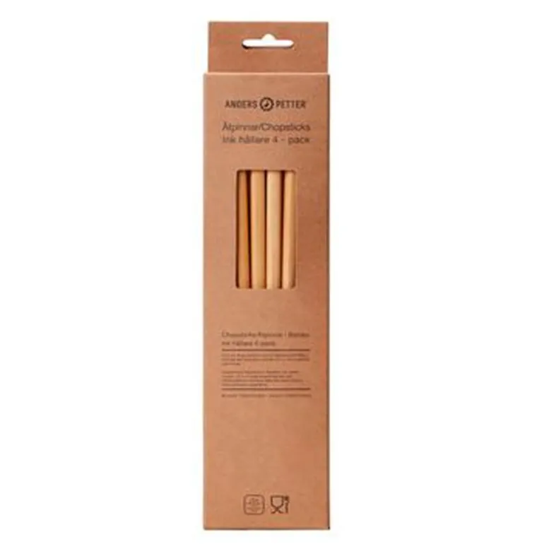 Spisepinner med holder 4 stk bambus