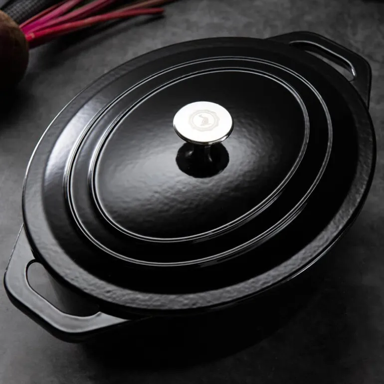 Stenfors støpejernsgryte oval 6,2L svart