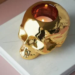 Still Life skull lyslykt 8,5 cm gull