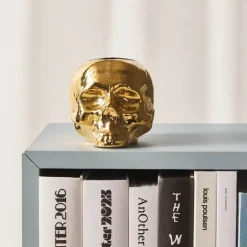 Still Life skull lyslykt 8,5 cm gull