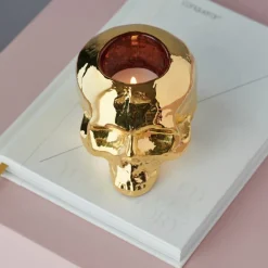 Still Life skull lyslykt 8,5 cm gull
