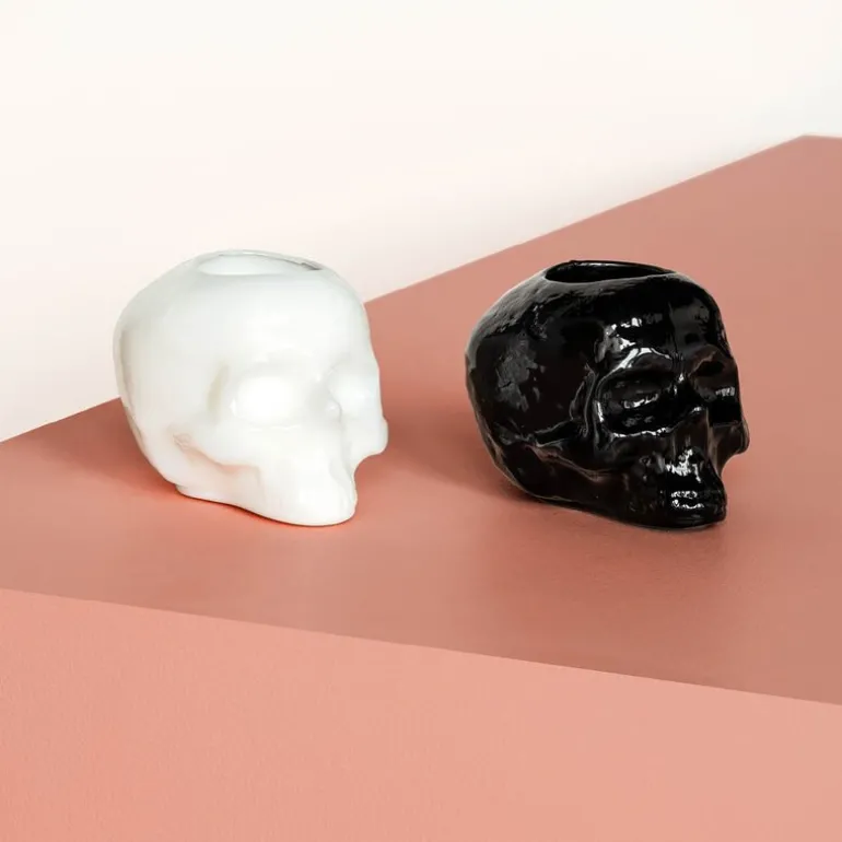 Still Life skull lyslykt 8,5 cm svart