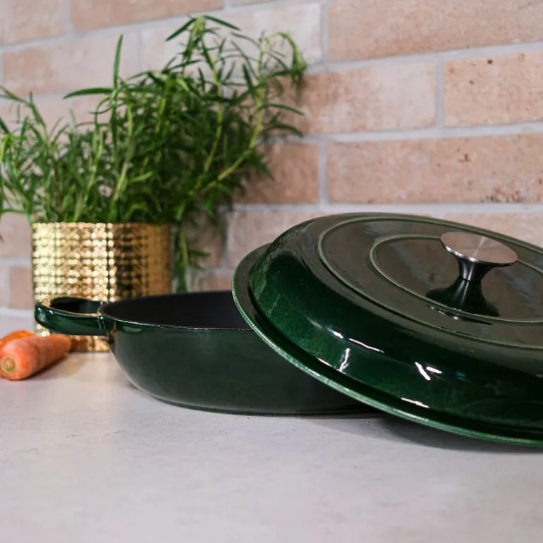 Støpejern sautépanne med lokk 3,5L 30,5 cm