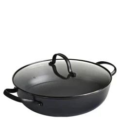 Støpejernskasserolle med Honeycomb keramisk belegg og glasslokk 26 cm