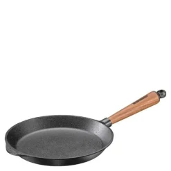 Støpejernspanne 24 cm med valnøtt håndtak