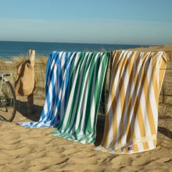 Strandhåndkle 180x100 cm frotté blå/hvit