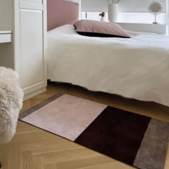 Stripes horisontal gulvmatte 120x67 cm bordeaux/rose/sand